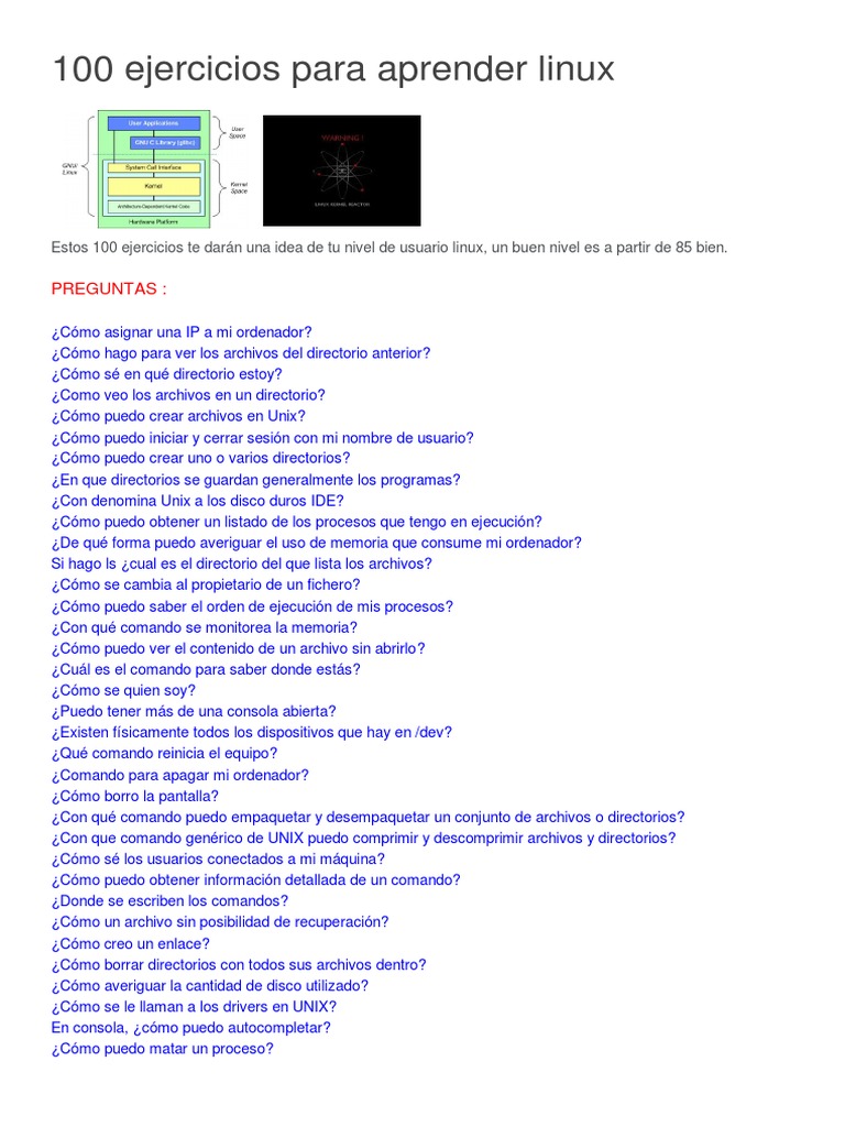 100 Ejercicios Básicos de Linux | PDF | Informática