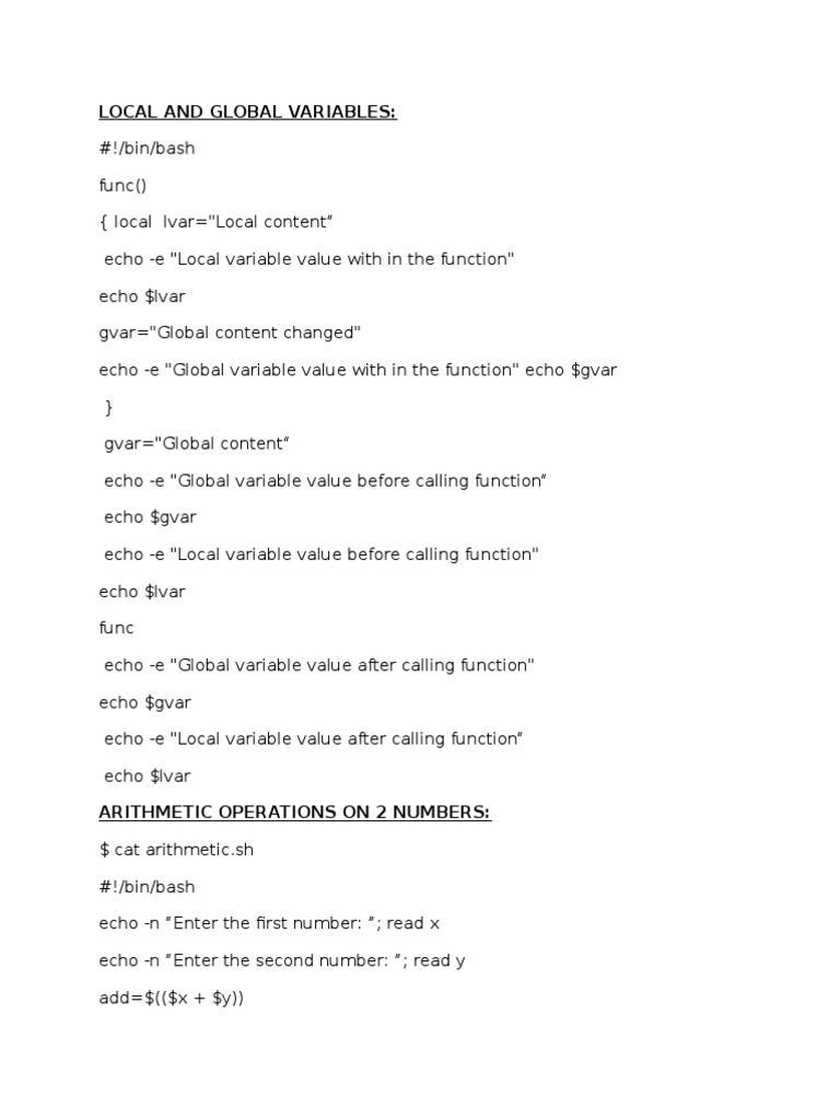 Local and Global Variables | PDF