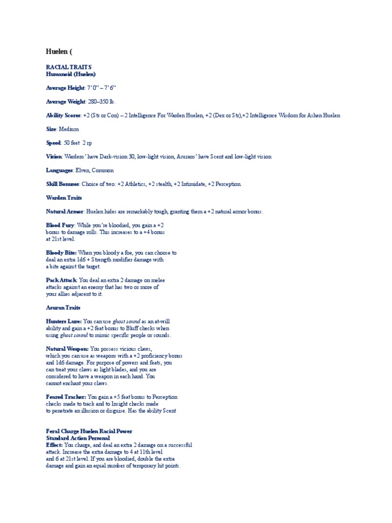 Racial Traits and Abilities Overview | PDF | Leisure