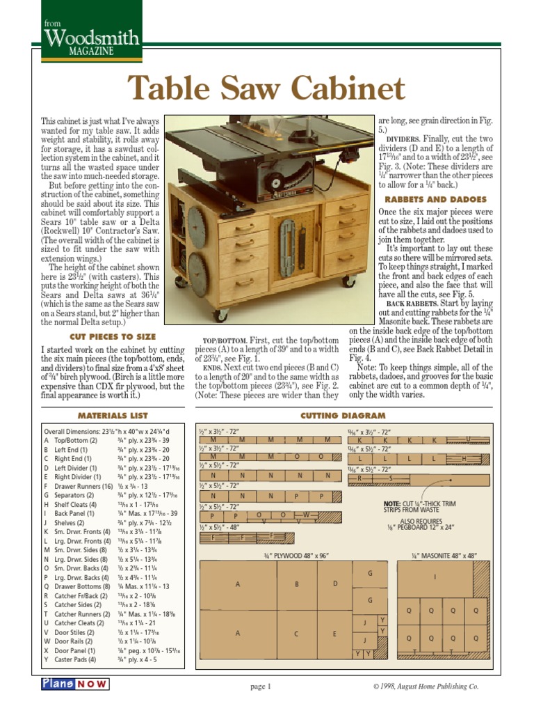 Table Saw Cabinet Plans Download
