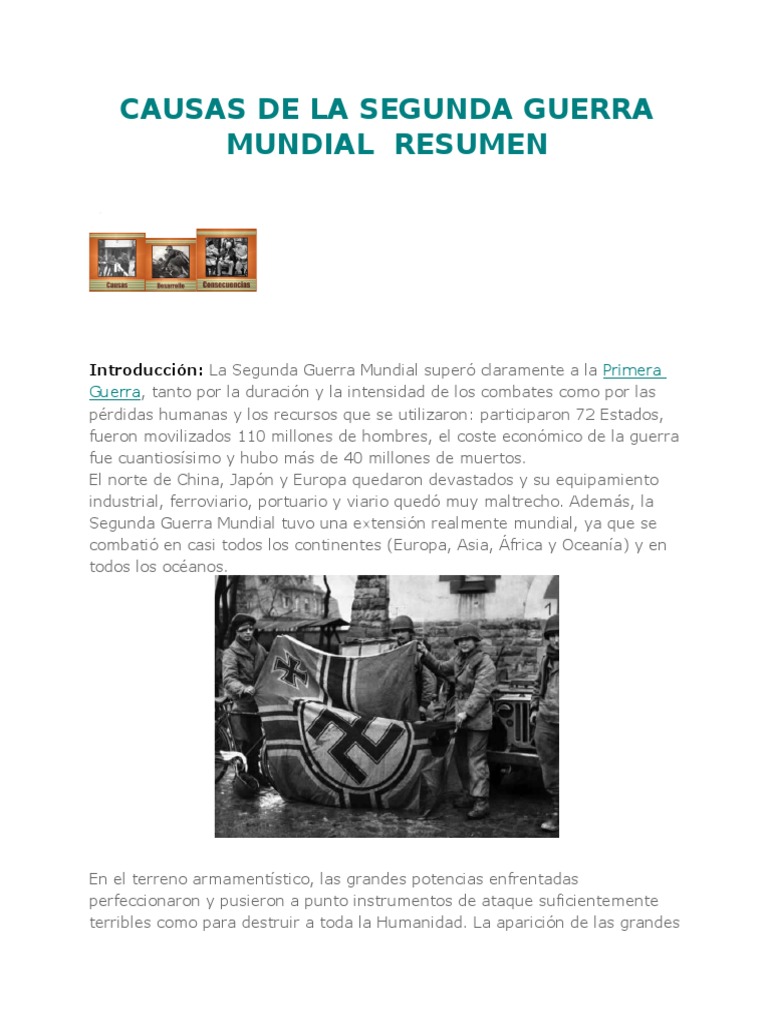 Causas de La Segunda Guerra Mundial Resumen