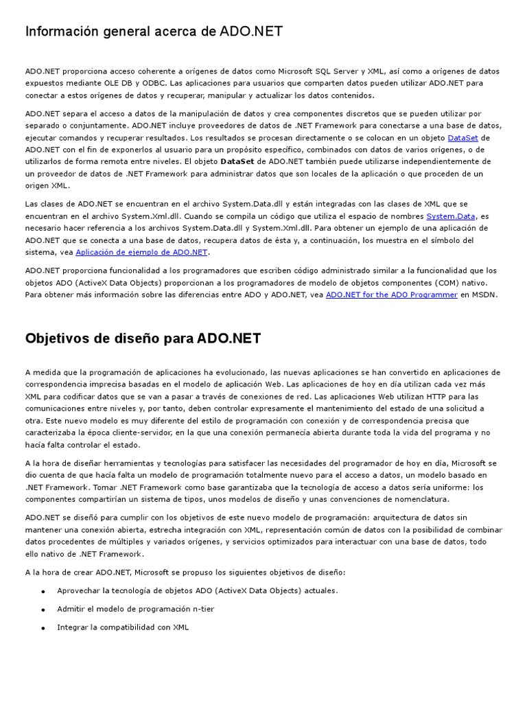 ADO Net PDF | PDF | Active X Data Objects | Servidor SQL de Microsoft