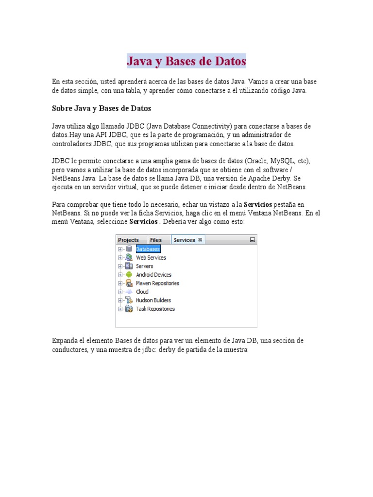 Conexión de Java a Bases de Datos DB | PDF