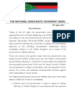 NDM Press Statement On The Displaced Civilians in Kodok