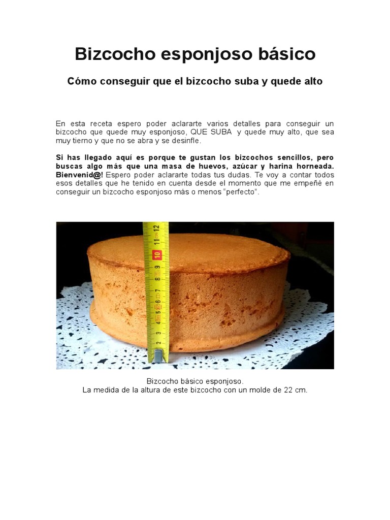 Torta Esponjosa Básica | PDF | Levadura en polvo | Aceite de oliva