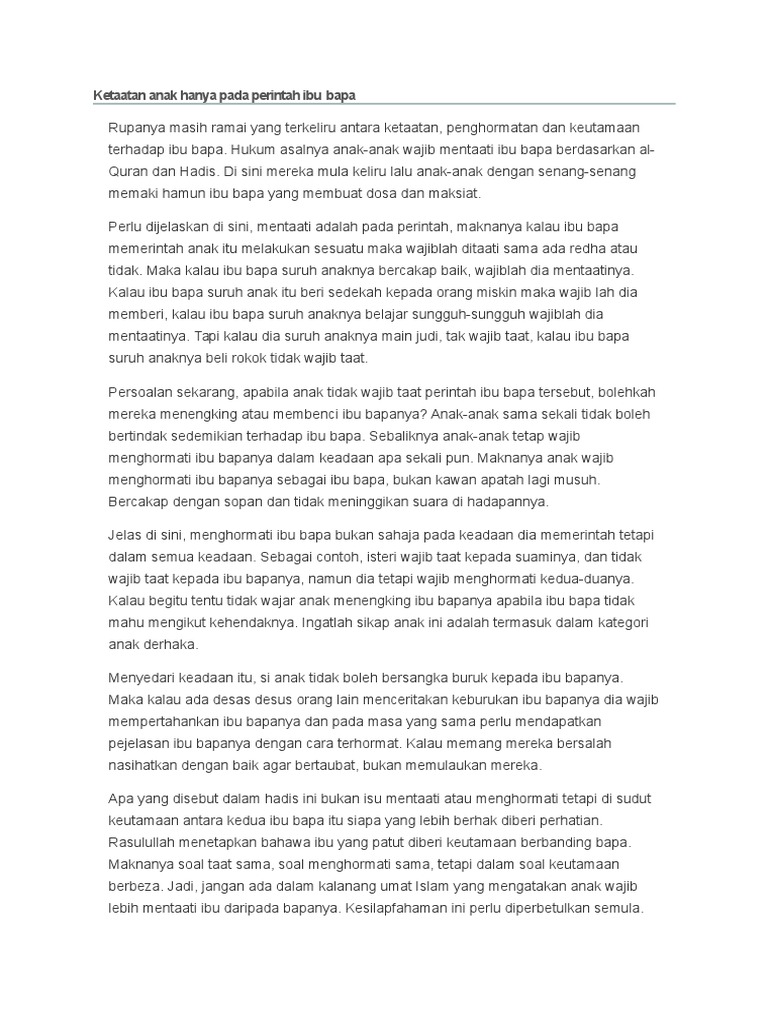 Taat Kepada Ibu Bapa Pdf