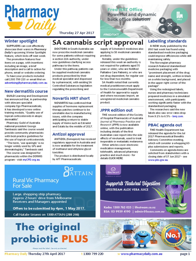 The Original Probiotic PLUS: SA Cannabis Script Approval | PDF ...