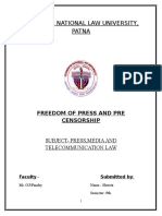 Chanakya National Law University, Patna: Freedom of Press and Pre Censorship