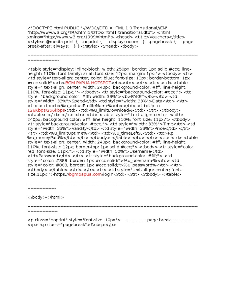 Mikrotik Hotspot Voucher Template | PDF | Computers