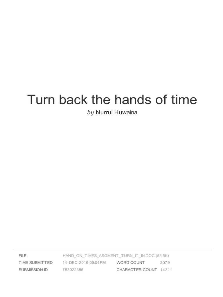 Turn Back The Hands of Time PDF