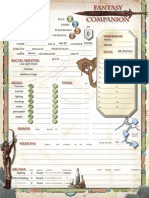 Fantasy Companion Character Sheet Fillable