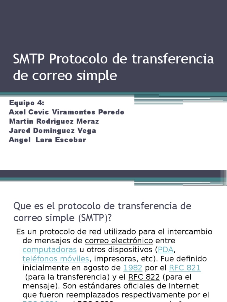 SMTP Protocolo de Transferencia de Correo Simple