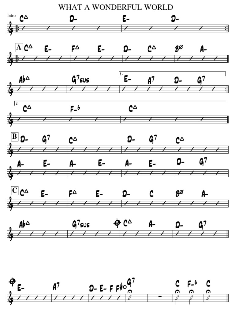 What A Wonderful World Chord Sheet TG | PDF
