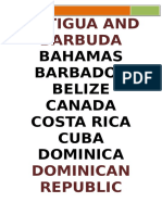 Antigua and Barbuda: Bahamas Barbados Belize Canada Costa Rica Cuba Dominica