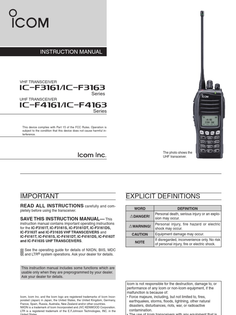 Icom IC-F3161 - F4161 Manual | PDF | Electrical Connector ...