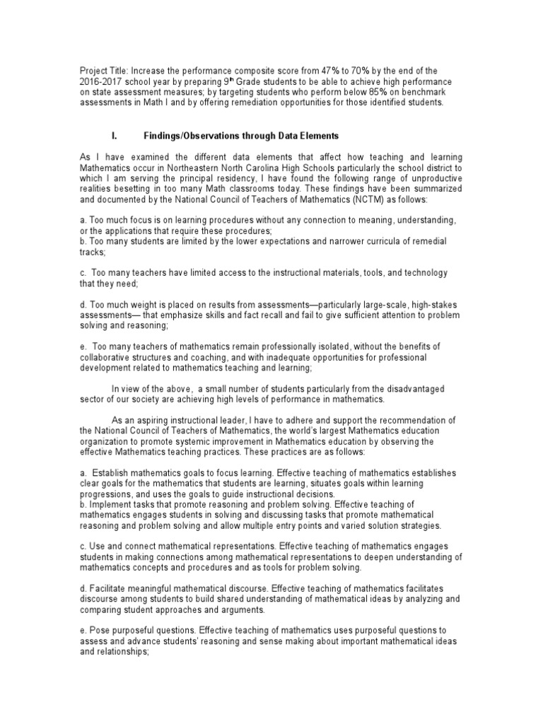 Math Project DR Ashley | PDF | National Council Of Teachers Of ...