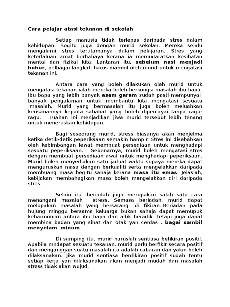 Cara Pelajar Atasi Tekanan Di Sekolah Pdf