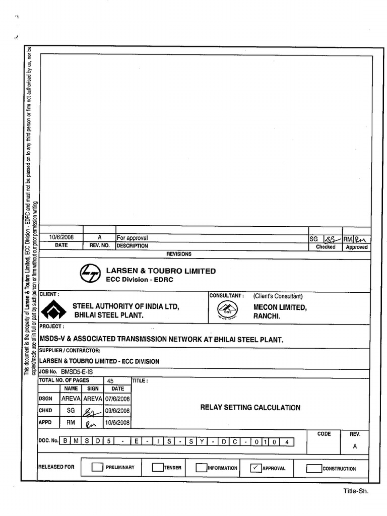 Relay Setting Calculation Rev A PDF