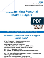 Implementing Personal Health Budgets: NHS Southern Derbyshire Clinical Commissioning Group