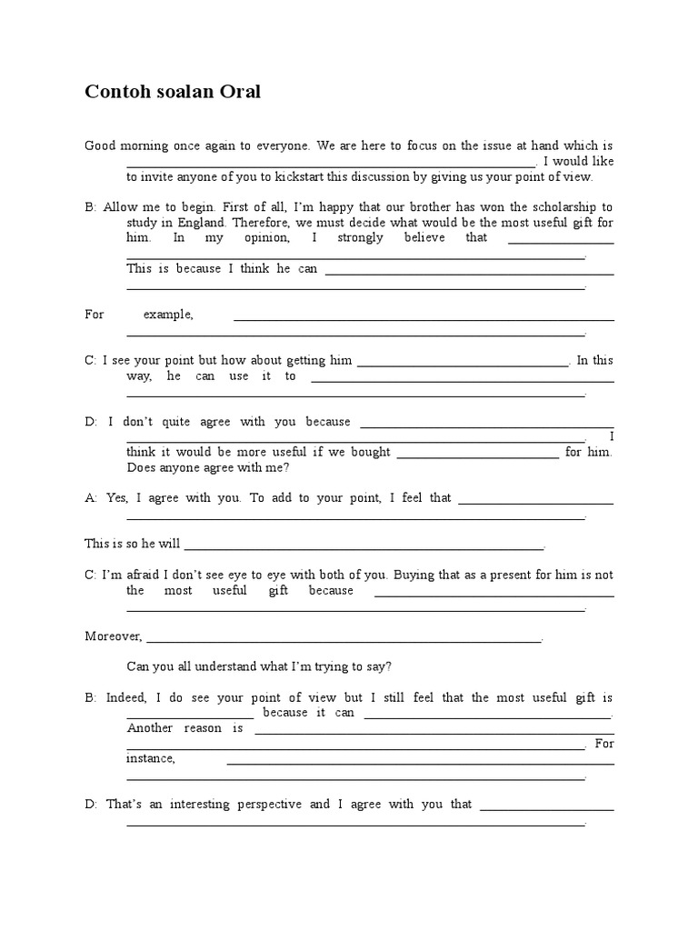 Contoh Soalan Oral