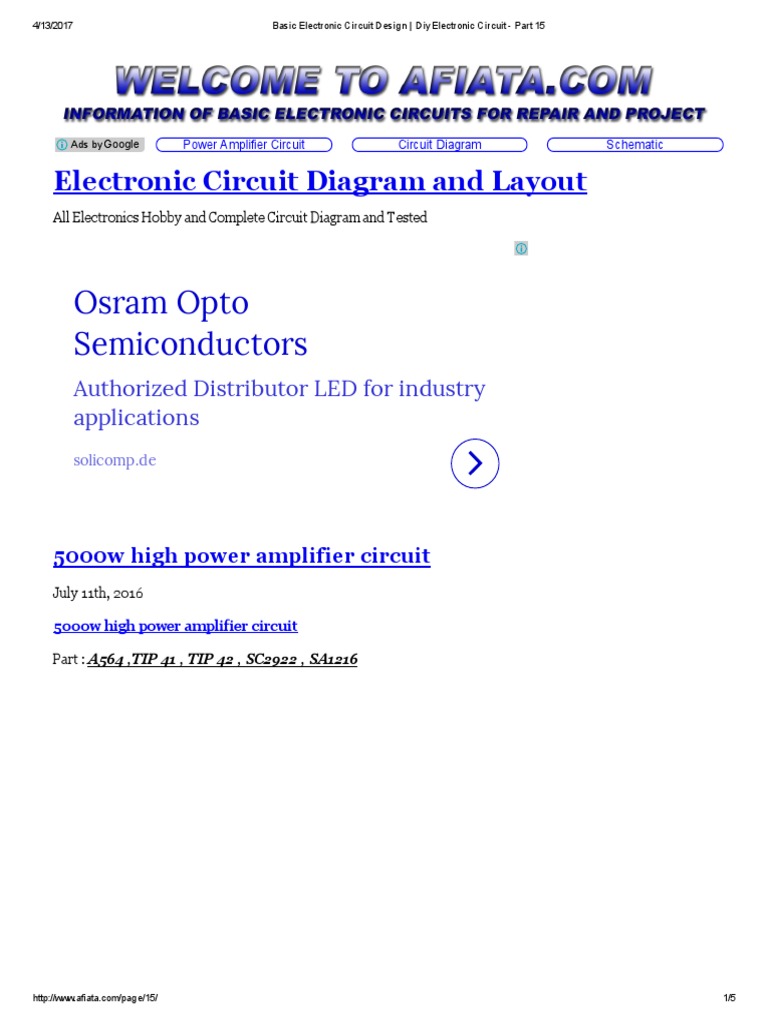 Basic Electronic Circuit Design Circuit Diagram