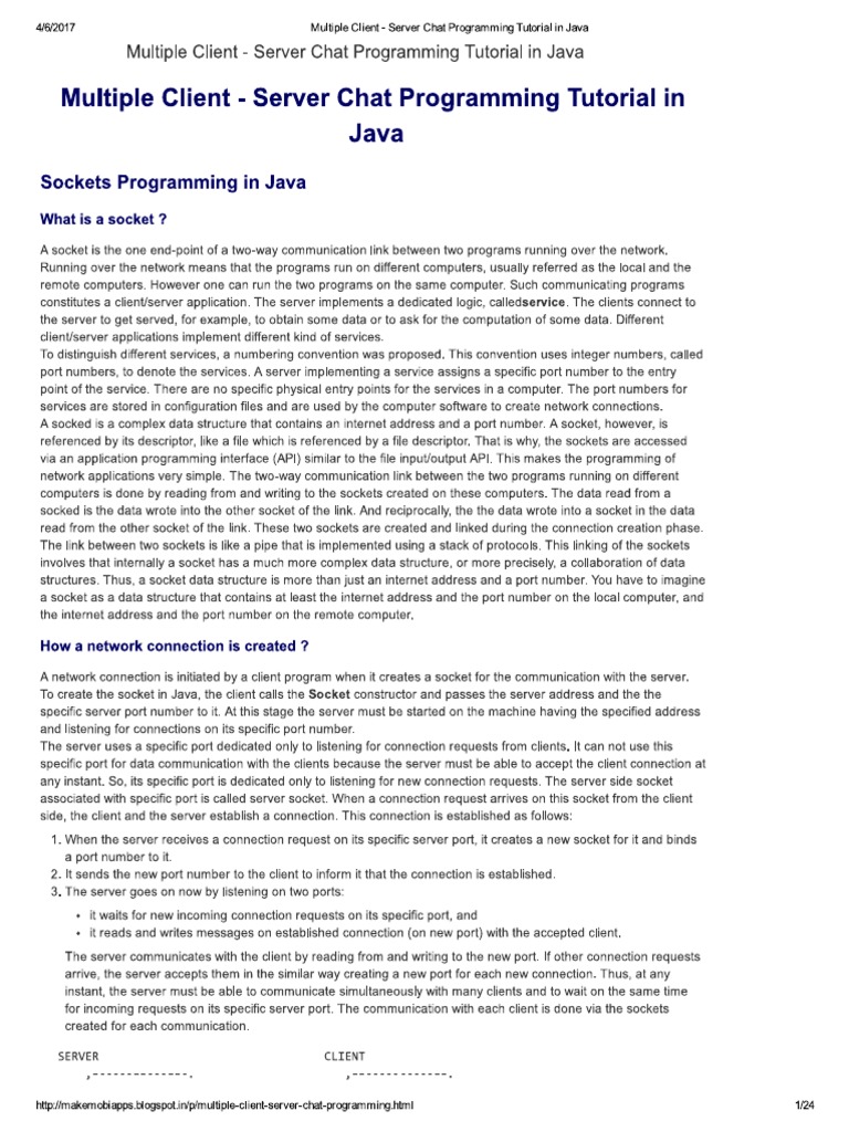 Multiple Client - Server Chat Programming Tutorial in Java PDF | PDF