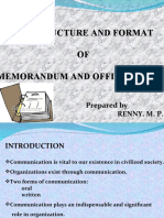 The Structure and Format OF Memorandum and Official Notes: Prepared by Renny. M. P