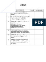 Index: S.NO. Experiment 1