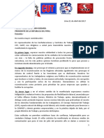 Carta Presidente 4 Centrales Sindicales: CGTP-CUT-CTP-CATP Rechazan Reforma Laboral Regresiva