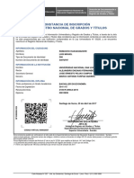 Constancia de Inscripción en El Registro Nacional de Grados y Títulos