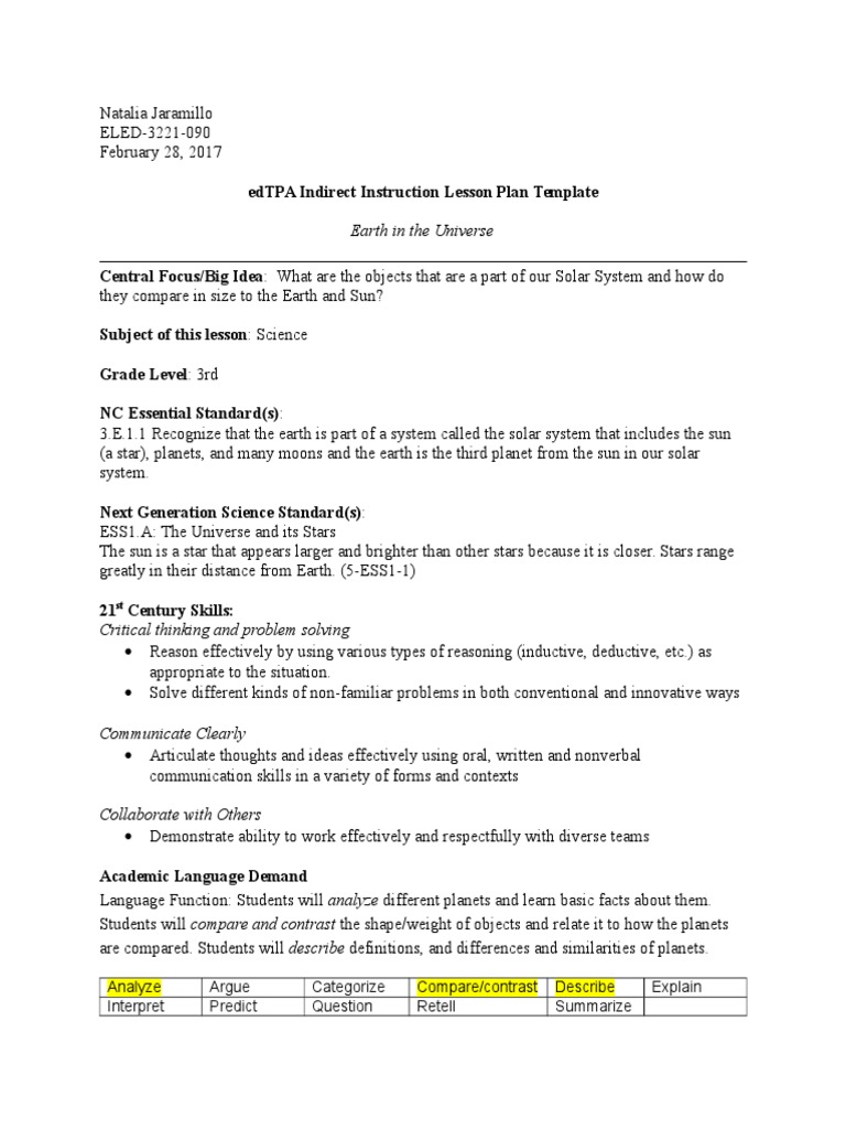 Earth in The Universe Lesson Plan | Download Free PDF | Planets ...