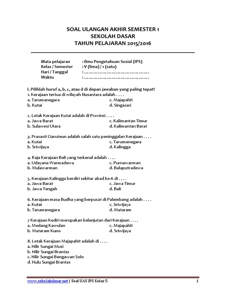 Soal UAS IPS Kelas 5 Semester 1.pdf