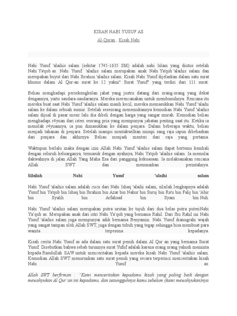 Kisah Nabi Yusuf As Pdf