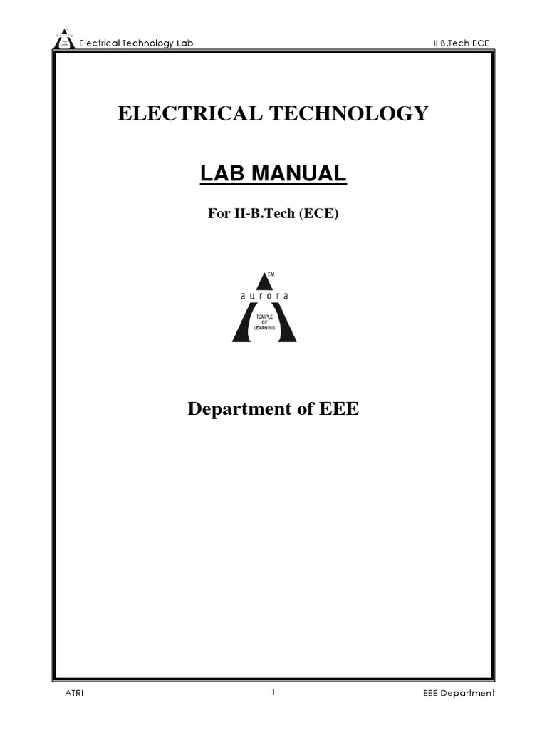 ET Lab Manual | Electronic Engineering | Physics & Mathematics