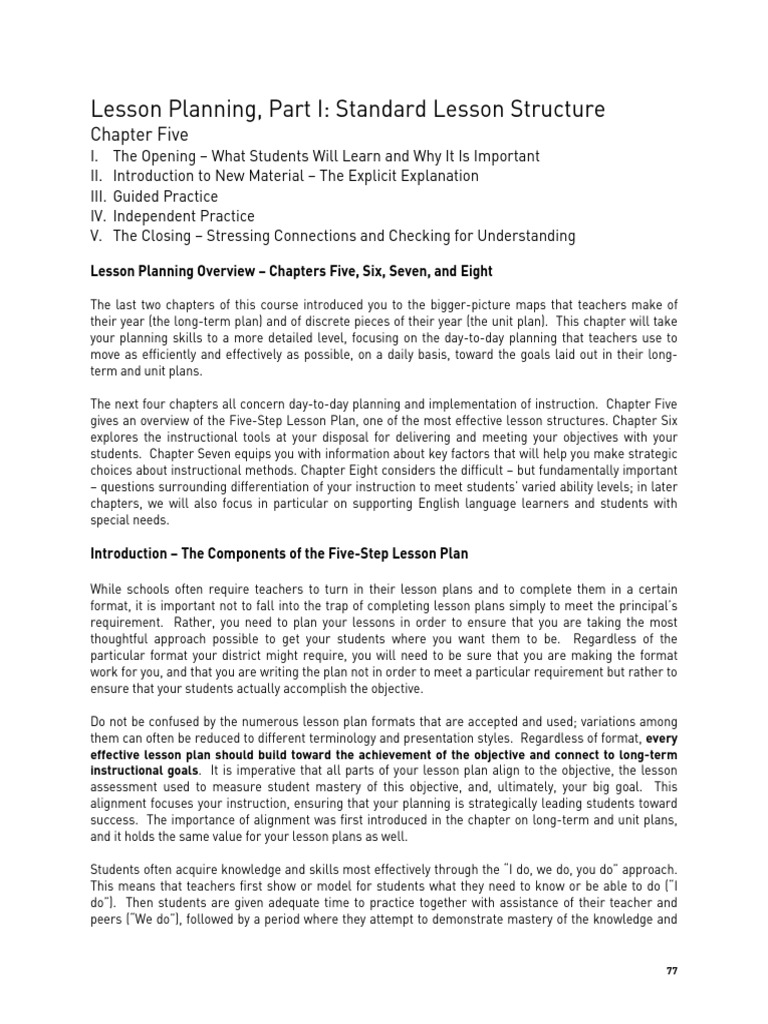 Five-Step Lesson Plan Overview | PDF | Classroom Management | Lesson Plan