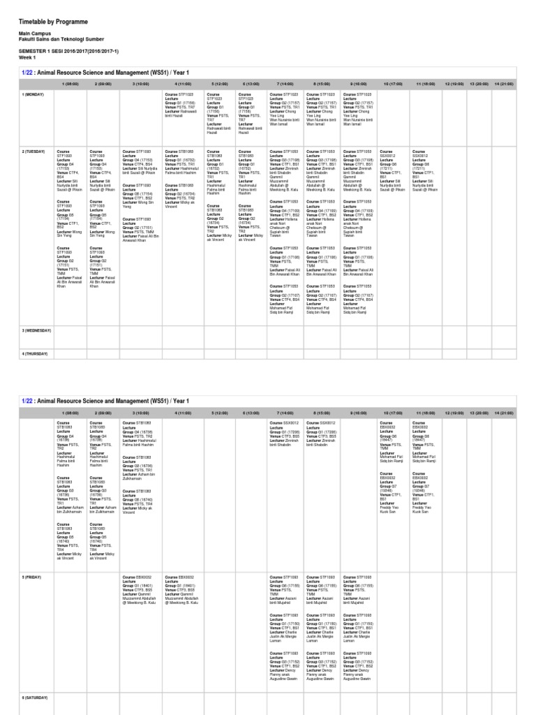 TAR UMT Timetable 2016/2017 | PDF