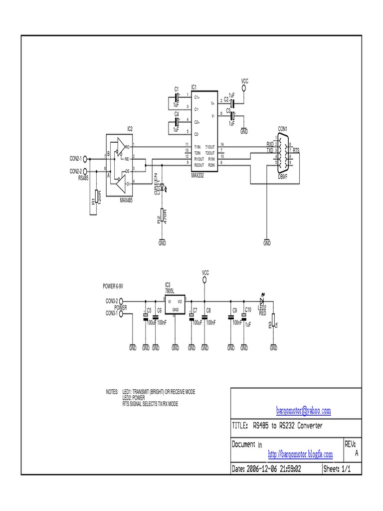 Rs485 To Rs232 Converter Circuit