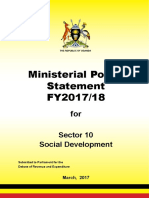 Uganda Ministry of Gender, Labour and Social Development Ministerial Policy Statement FY2017/18