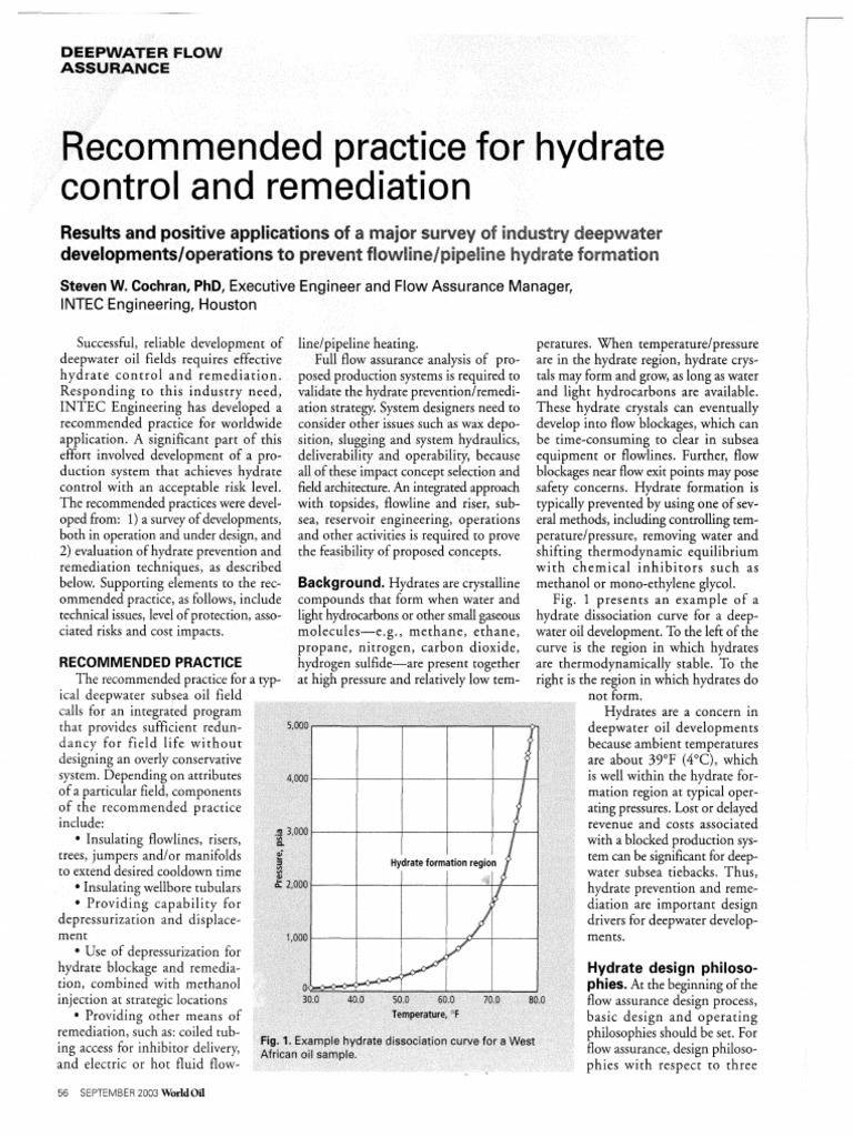 2003 Cochran RP Hydrate Control Remediation PDF | PDF | Thermal ...