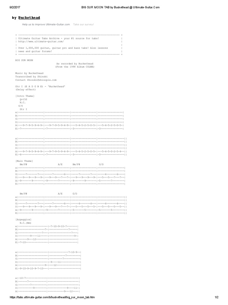 Big Sur Moon Tab by Buckethead | PDF | Technology & Engineering