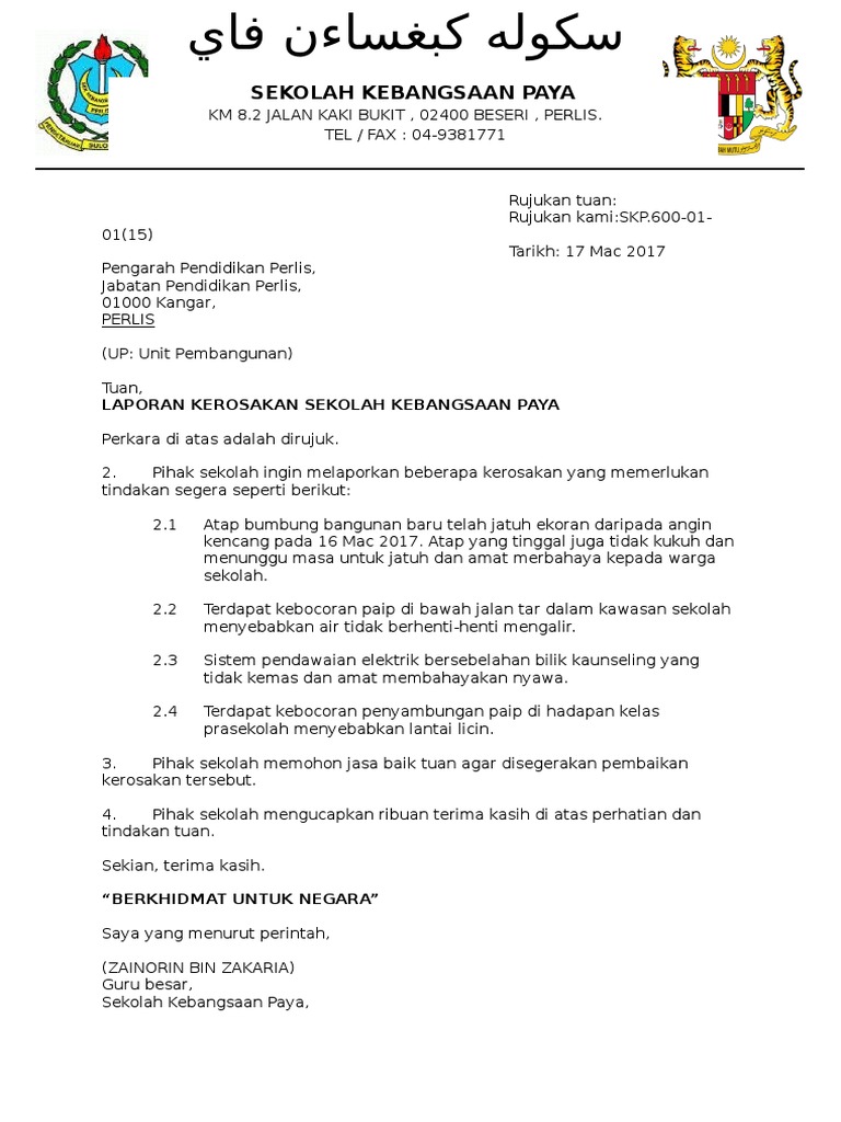 Contoh Surat Rasmi Perjanjian Penyambungan Elektrik