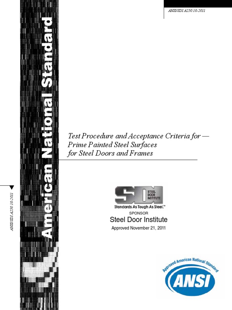 Test Procedure and Acceptance Criteria For Prime Painted Steel
