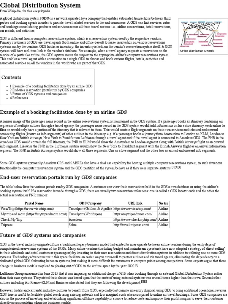Global Distribution System | PDF | Service Industries | Airlines