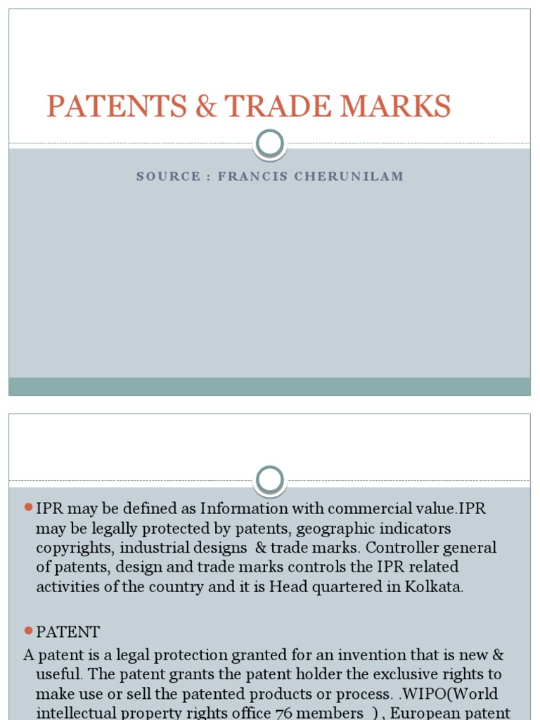 Patents & Trade Marks | PDF | Patent | Intellectual Property