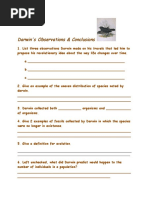 Darwin S Natural Selection Worksheet