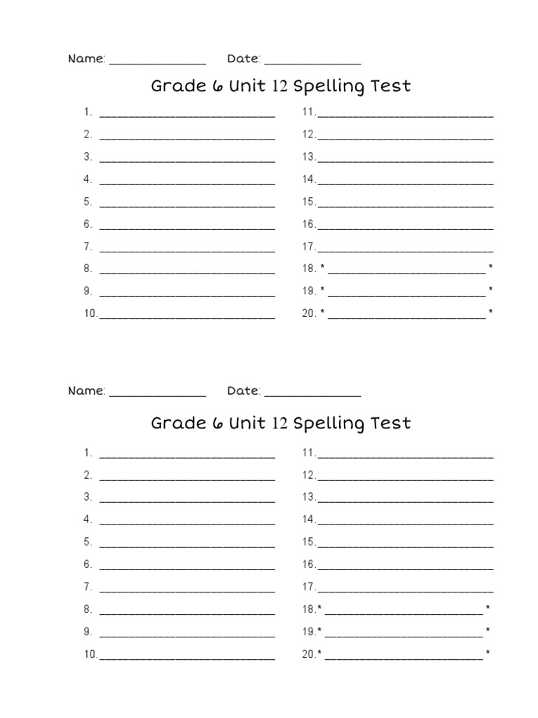 Grade 6 Unit 12 Spelling Test | PDF | Career & Growth