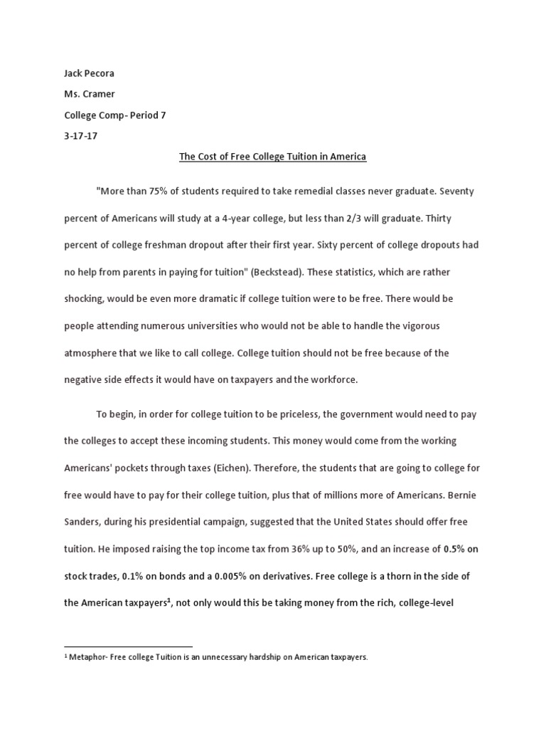 argumentative essay on lowering college tuition