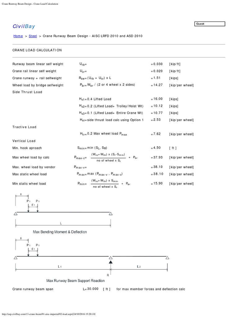 Crane Runway Beam Design Crane Load Calculation1 PDF Beam