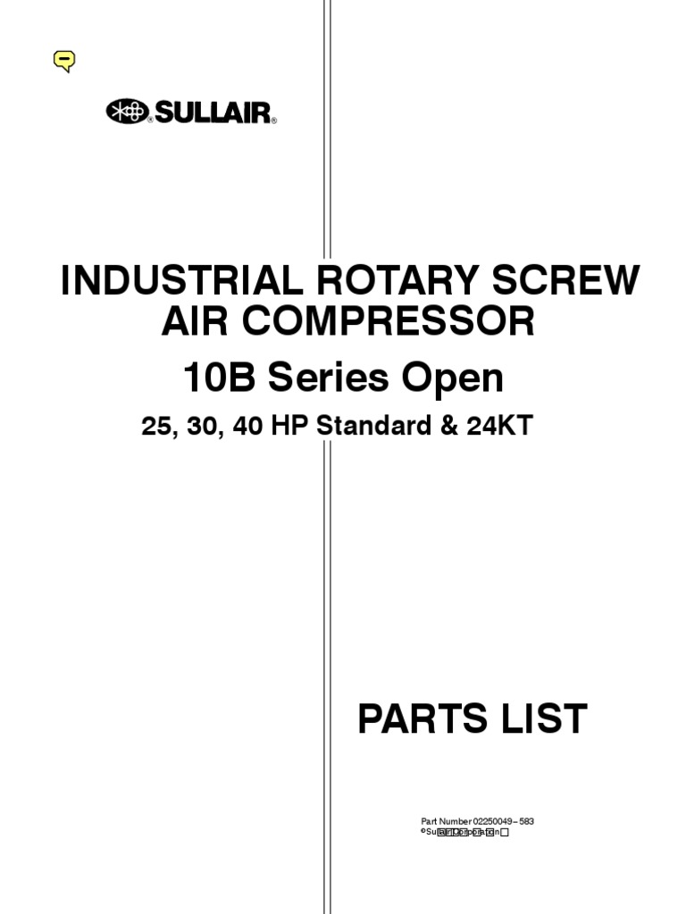 10B-Sullair Parts Manual.pdf | Gas Compressor | Pipe (Fluid Conveyance)