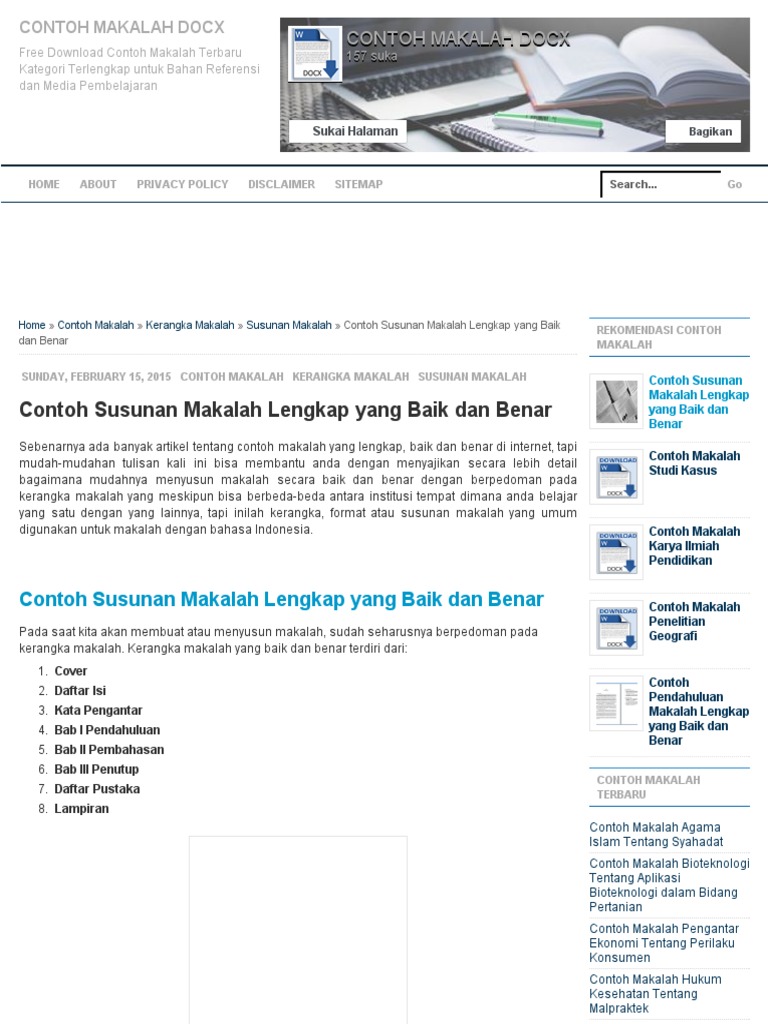 Contoh Susunan Makalah Lengkap Yang Baik Dan Benar Contoh Makalah Docx